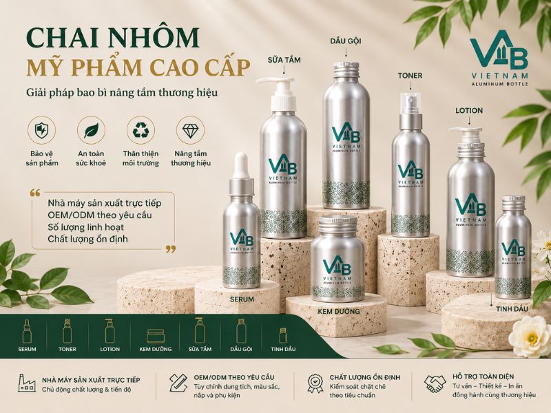 Các Dòng Chai Nhôm Mỹ Phẩm VAB Sản Xuất